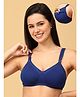 The Mom Store Cotton Elastane Sleeveless Solid Non Padded Bra With Nursing Access - Blue