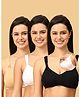 The Mom Store Cotton Elastane Pack Of 3 Sleeveless Solid Nursing & Feeding Non Padded Bra - Black Beige & White