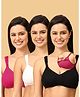 The Mom Store Cotton Elastane Pack Of 3 Sleeveless Solid Nursing & Feeding Non Padded Bra - Black White & Fuchsia