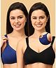The Mom Store Pack Of 2 Sleeveless Solid Non Padded Nursing Bras - Black & Blue