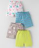 Kidi Wav Pack Of 4 Flamingo Printed & Striped Shorts - Multi Colour