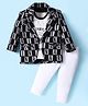 Dapper Dudes Full Sleeves Alphabets Printed Blazer With Tee & Pant - Black