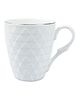 VONCASA Diamond Textured Ceramic Coffee Mug With Golden Ring Corner (Cream White, 330 ml)