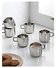 VONCASA Tea Cups, Silver, Stainless Steel, Set of 6, 100 ml