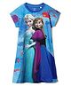 Wear Your Mind Disney Frozen Featuring Half Sleeves Anna & Elsa Printed Dress - Royal Blue