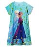 Wear Your Mind Disney Frozen Featuring Half Sleeves Anna & Elsa Printed Dress - Sky Blue