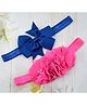 Little Miss Cuttie Set Of 2-Grossgrain And Three Flower Applique Detail Headband - Blue & Hot Pink