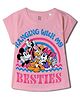 Wear Your Mind Disney Mickey & Friends Featuring Half Sleeves Characters Printed Top - Pink