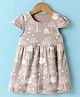 Kidi Wav Cotton Cap Sleeves Animals Printed Dress - Multi Colour
