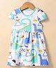 Kidi Wav Cotton Cap Sleeves Dinosaur Printed Dress - Multi Colour