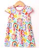 Kidi Wav Cotton Cap Sleeves Floral Dots Printed Dress - Multi Colour