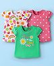 Babyhug Cotton Knit Cap Sleeves T-Shirts with Hearts & Tropical Theme Print Pack of 3 - Pink Light Green & White