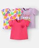 Babyhug Cotton Knit Half Sleeves T-Shirts with Hearts Print Pack of 3 - Pink White & Lavender