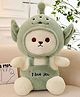 CuddleNest Cute Teddy Bear with Cap - 'I Love You' Plush Toy Green - Height 30 cm