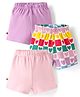 Bonfino 100% Knit Cotton Solid Colour & Heart Printed Shorts Pack Of 3 - Ivory, Lilac, Pink
