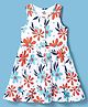 Doodle Poodle Cotton Knit Sleeveless Front Open Frock with Floral Print - White