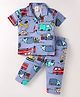 Ollypop Sinker Knit Half Sleeves Co-ords Night Suit with Vehicle  Print - Blue