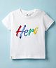 Ollypop Sinker Knit Half Sleeves T-Shirt with Text Print - White