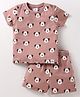 Ollypop Sinker Knit Half Sleeves Shorts Nightsuit with Koala Print - Tan