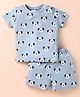 Ollypop Sinker Knit Half Sleeves Shorts Nightsuit with Koala Print - Light Blue