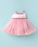 Mark & Mia Woven Singlet Sleeves Frock Style Party Onesie with Glitter Print & Sequin Detailing - Pink