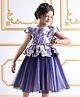 Mark & Mia Woven Cap Sleeves Party Dress with Floral Glitter Print & Beads Embellishment - Navy Blue