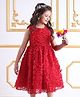 Mark & Mia Woven Sleeveless Textured Party Dress with Beads & Diamonds Embellishment - Red