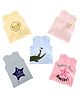 MumsLap 100% Cotton Pack Of 5 Sleeveless Duck & Alligator Printed Vests - Multi Colour