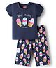 Babyhug Cotton Knit Half Sleeves Capri Night Suit With Ice Cream Print - Navy Blue