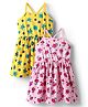 Doodle Poodle Cotton Single Jersey Knit Sleeveless Frocks With Floral Print Pack Of 2 - Pink & Yellow