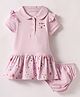 Doreme Single Jersey Knit Half Sleeves Heart Printed Frock With Bloomer - Mauve