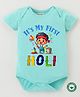 BLUSHES 100% Cotton Holi Theme Half Sleeves Its My First Holi Text Printed Onesie - Sea Green