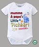 BLUSHES 100% Cotton Holi Theme Half Sleeves Mumma & Papas Little Pichkari Text Printed Onesie - White