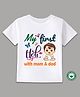 BLUSHES 100% Cotton Holi Theme Half Sleeves My First Holi With Mom & Dad Text Printed Tee - White