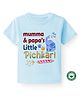 BLUSHES 100% Cotton Holi Theme Half Sleeves Mumma & Papas Little Pichkari Text Printed Tee -  Powder Blue