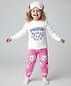 Babyhug Disney Single Jersey Knit Full Sleeves Night Suit with Marie Graphics - White & Pink