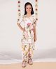 AATYA KIIDS Cotton Half Sleeves Floral Print Dhoti Set - Off White