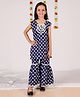 AATYA KIIDS Cotton Sleeveless Polka Dot Sharara Set - Navy