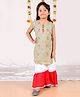 AATYA KIIDS Cotton Sleeveless Flower printed and Gota Embellished Sharara Set - Pista