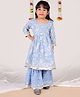 AATYA KIIDS Cotton Full Sleeves Floral printed Sharara Set - Blue