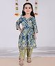 AATYA KIIDS Cotton Three Fourth Sleeves Floral printed Dhoti Set - Green