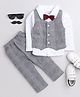 BUMZEE Interlock Knit Full Sleeves Checks 3 Piece Party Suit with Bow Attached - Grey & White