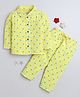 BUMZEE Cotton Knit Full Sleeves Hearts Printed Co-ords Night Suit - Peach