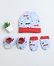 BUMZEE Interlock Knit Cap Mittens & Booties Set with Airplane Print Light Blue - Diameter 11.5 cm
