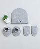 BUMZEE Interlock Knit Cap Mittens & Booties Set with Vehicle Print Grey - Diameter 11.5 cm