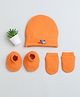 BUMZEE Interlock Knit Cap Mittens & Booties Set with Airplane Print Orange - Diameter 11.5 cm