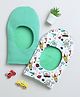 BUMZEE Interlock Knit Monkey Cap with Stripes & Animal Print White & Light Green Pack Of 2 - Diameter 23.5 cm