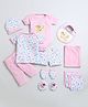 BUMZEE Pack Of 13 Star's Printed Cotton Clothing Gift Set - Pink & Light Blue