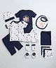 BUMZEE Pack Of 13 Star's Printed Cotton Clothing Gift Set - Navy Blue & White