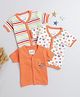 BUMZEE Cotton Knit Half Sleeves Jhablas with Stripes & Floral Print Pack of 3 - White & Orange